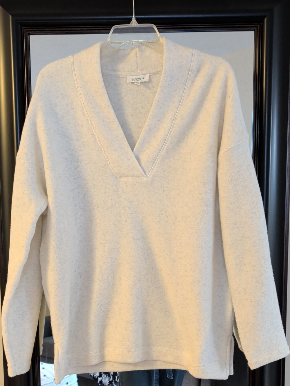 Haven Well Within Buttery Soft Cozy Ivory V-Neck Sweater